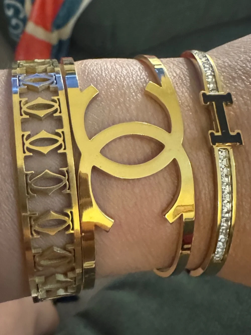 Gold-Tone Interlocking Cuff Bracelet Set